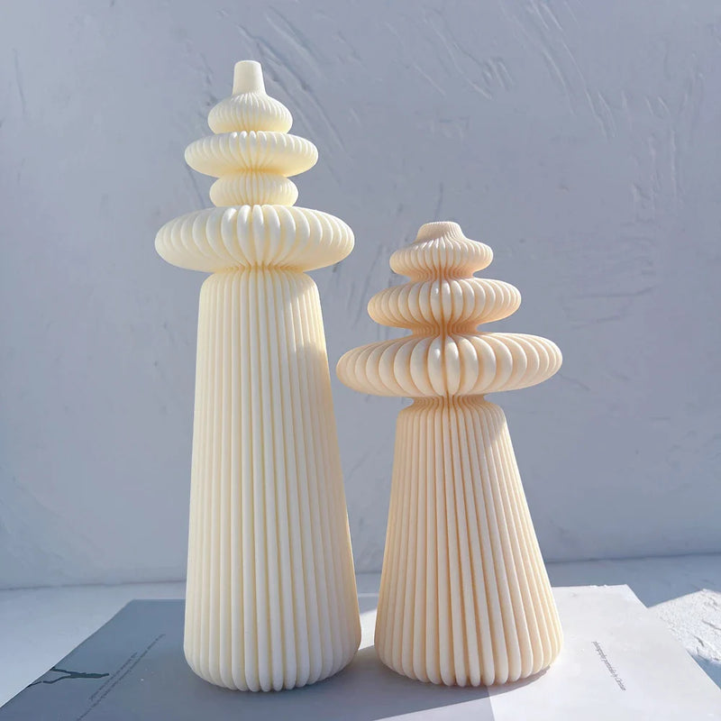 Cylindrical Striped Pillar Candle Mold