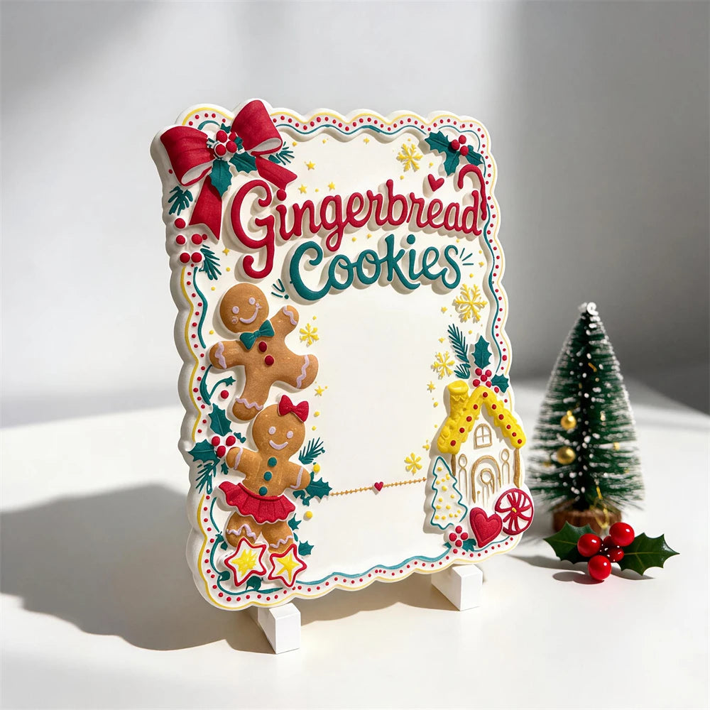 Gingerbread Cookies Christmas plaque displayed on matching easel stand