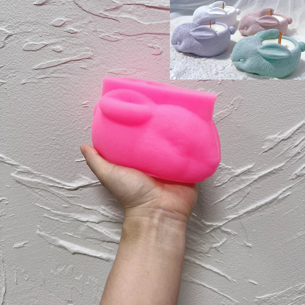 Cute Rabbit Candle Holder Silicone Mold