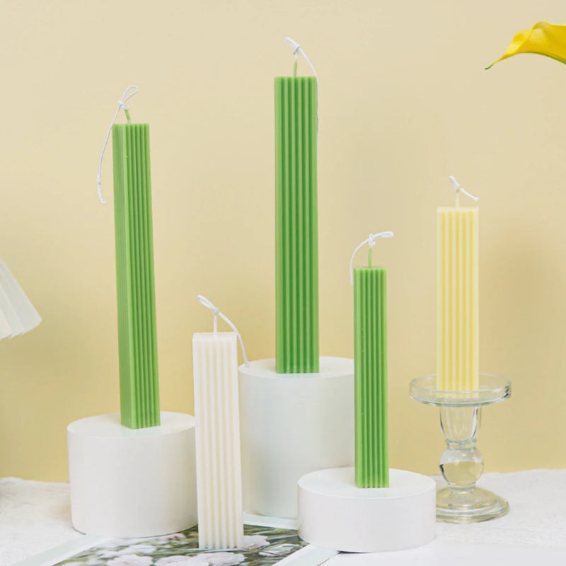 Ribbed Rectangular Pillar Candle Mold