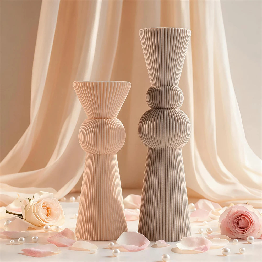 Fluted Hourglass Pillar Silicone Candle Mold