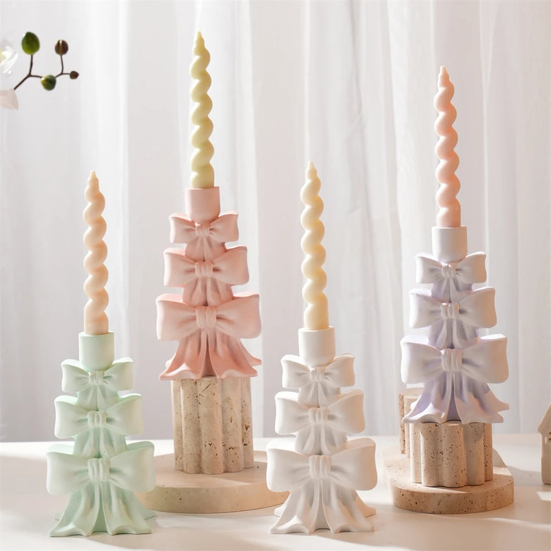 Christmas Bowknot Tree Candle Holder Silicone Mold