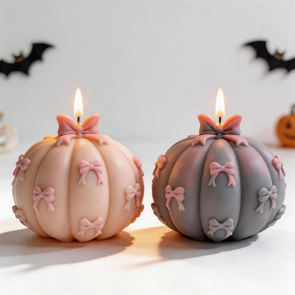 Bowknot Pumpkin Silicone Candle Mold for Festive Decor