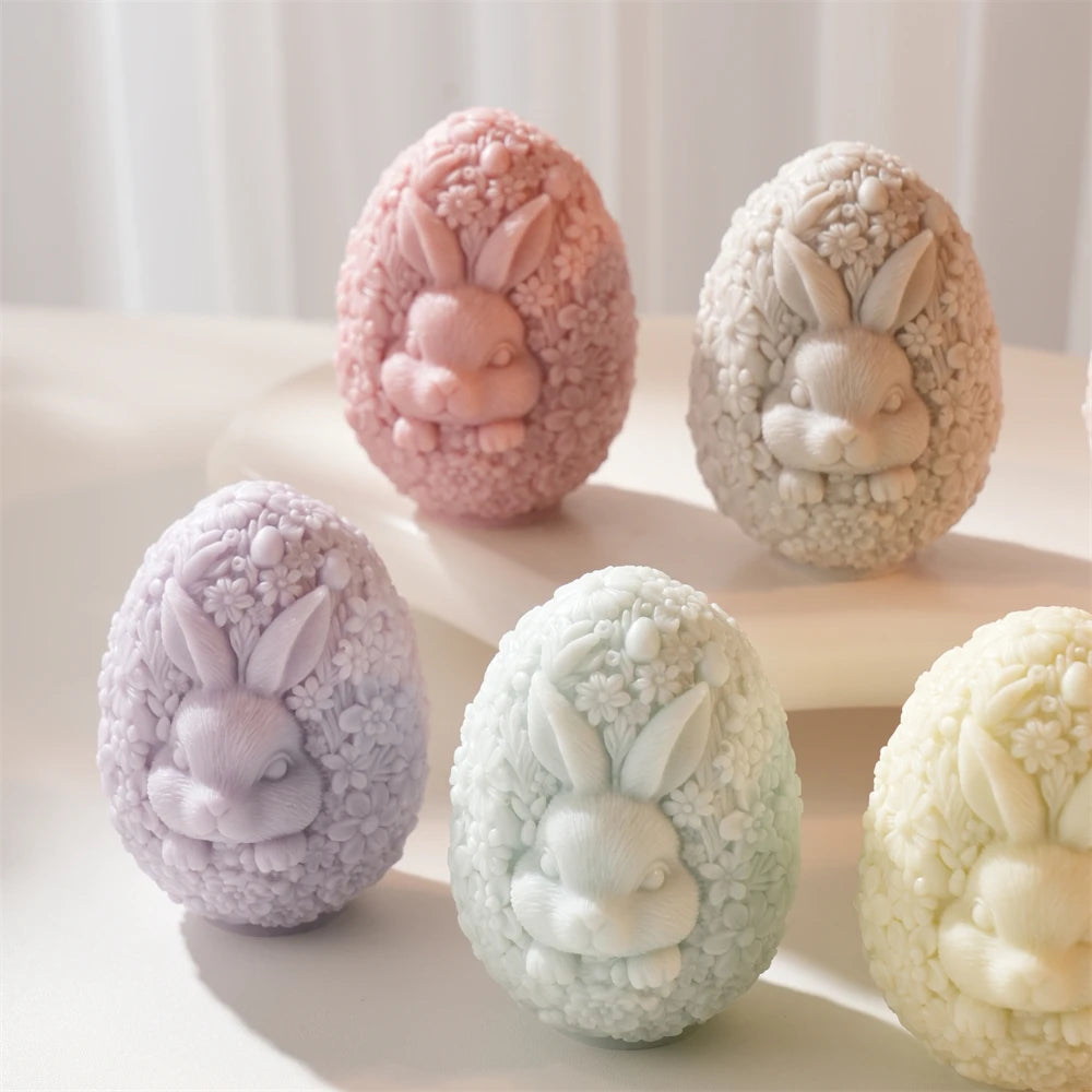 Flower Egg Rabbit Candle Silicone Mold for Easter