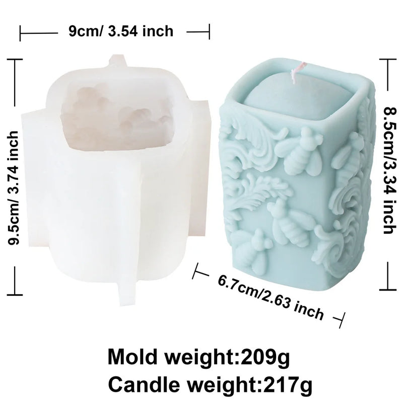 Honey Bee Blossom Pillar Candle Mold