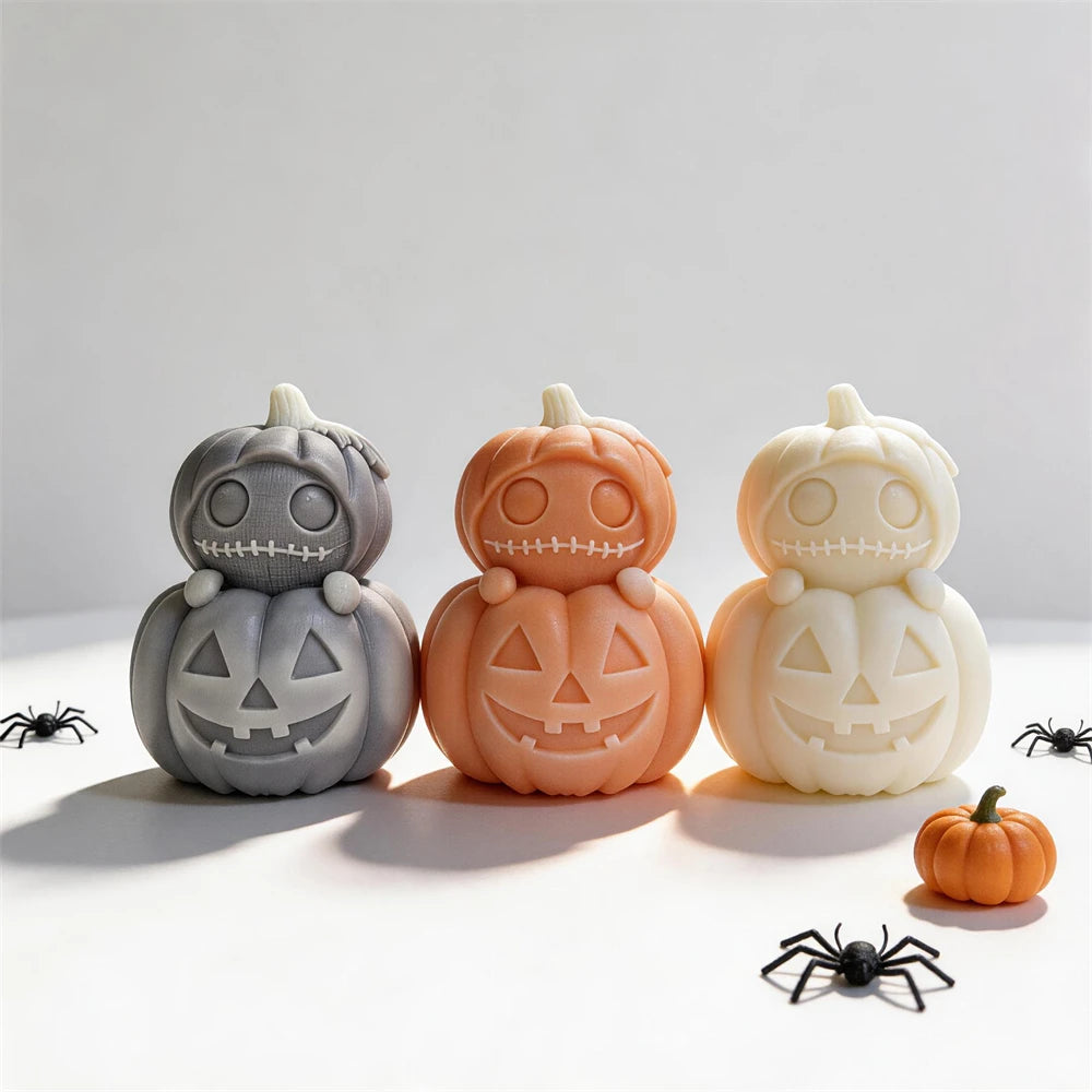 Tiered jack-o'-lantern silicone mold for Halloween candle making