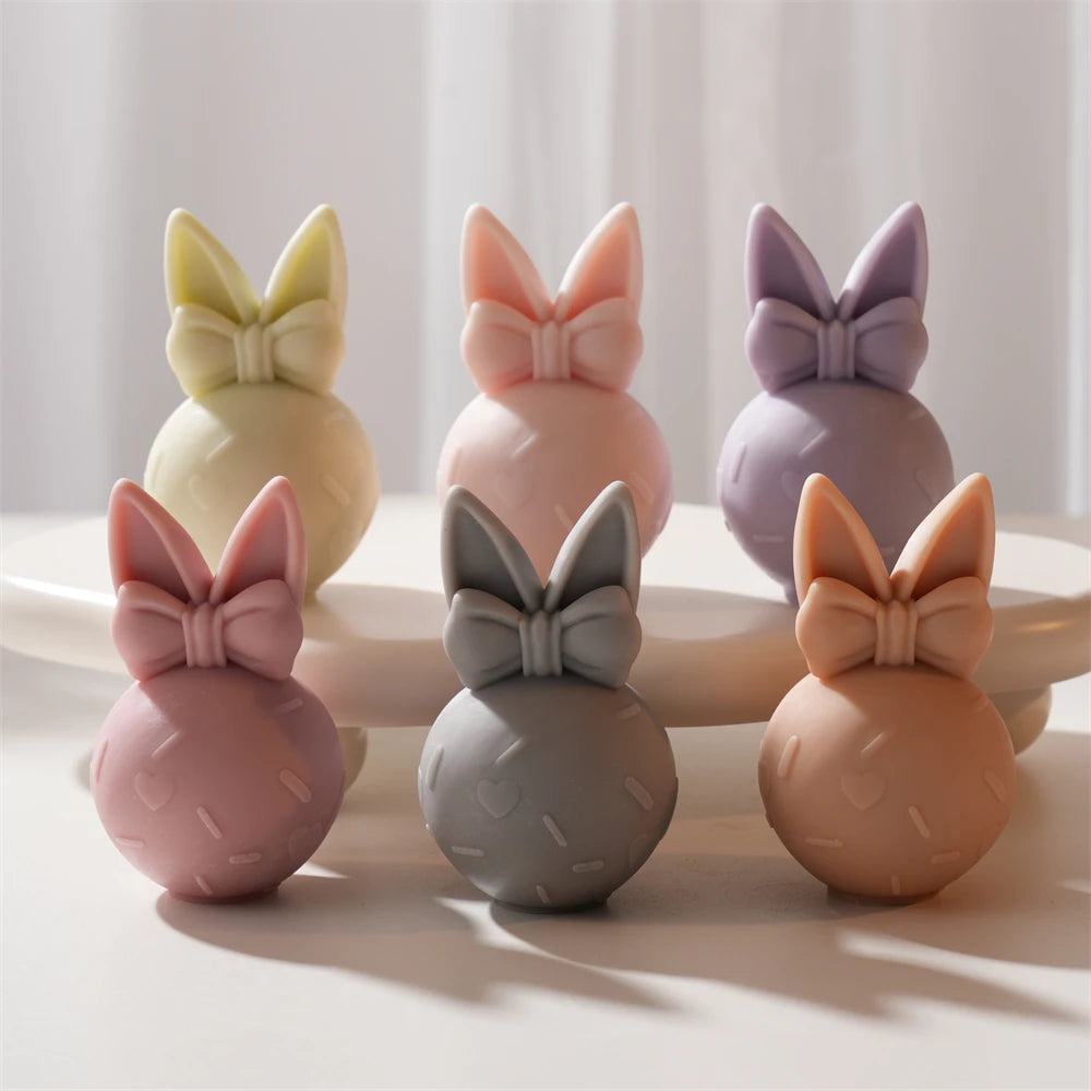 3D Bowknot Bunny Silicone Candle Mold