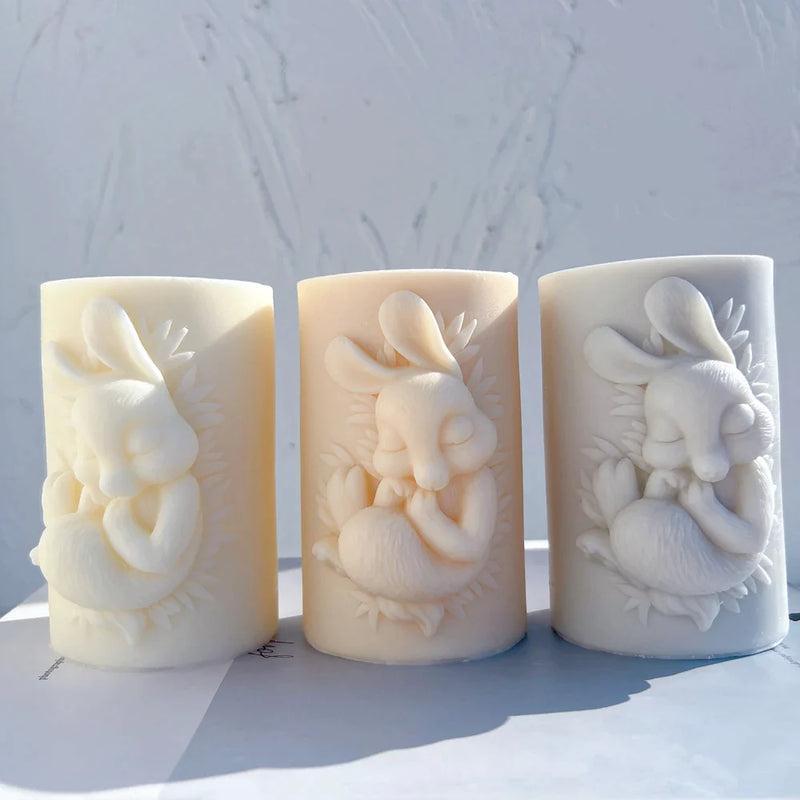 Easter Bunny Pillar Candle Mold Silicone