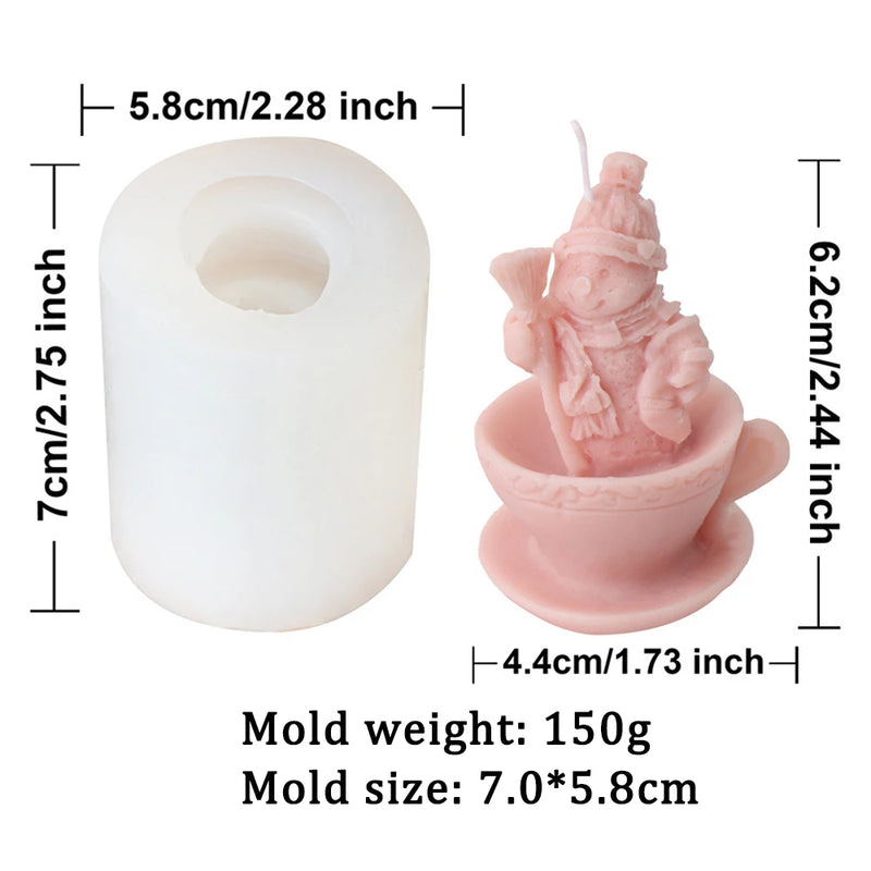 Christmas Mini Santa Cups Silicone Candle Mold - 8 Style