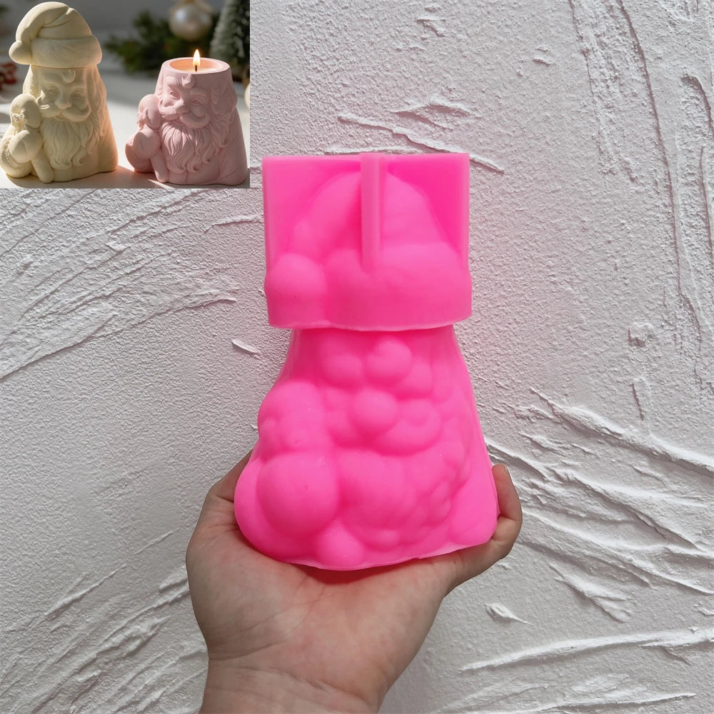 Santa Claus silicone mold for lidded Christmas candle container