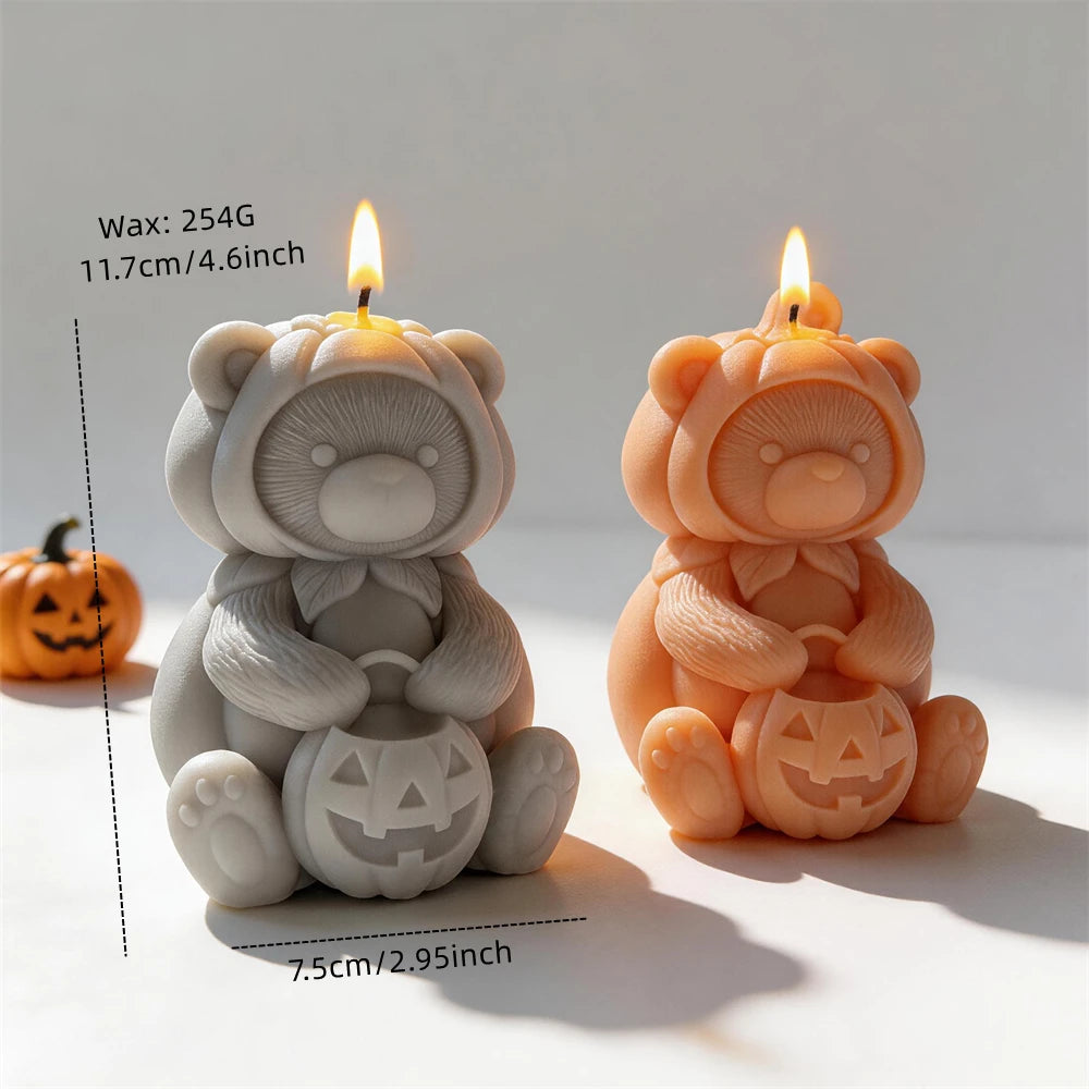 Trick or Treat Pumpkin Bear Silicone Candle Mold