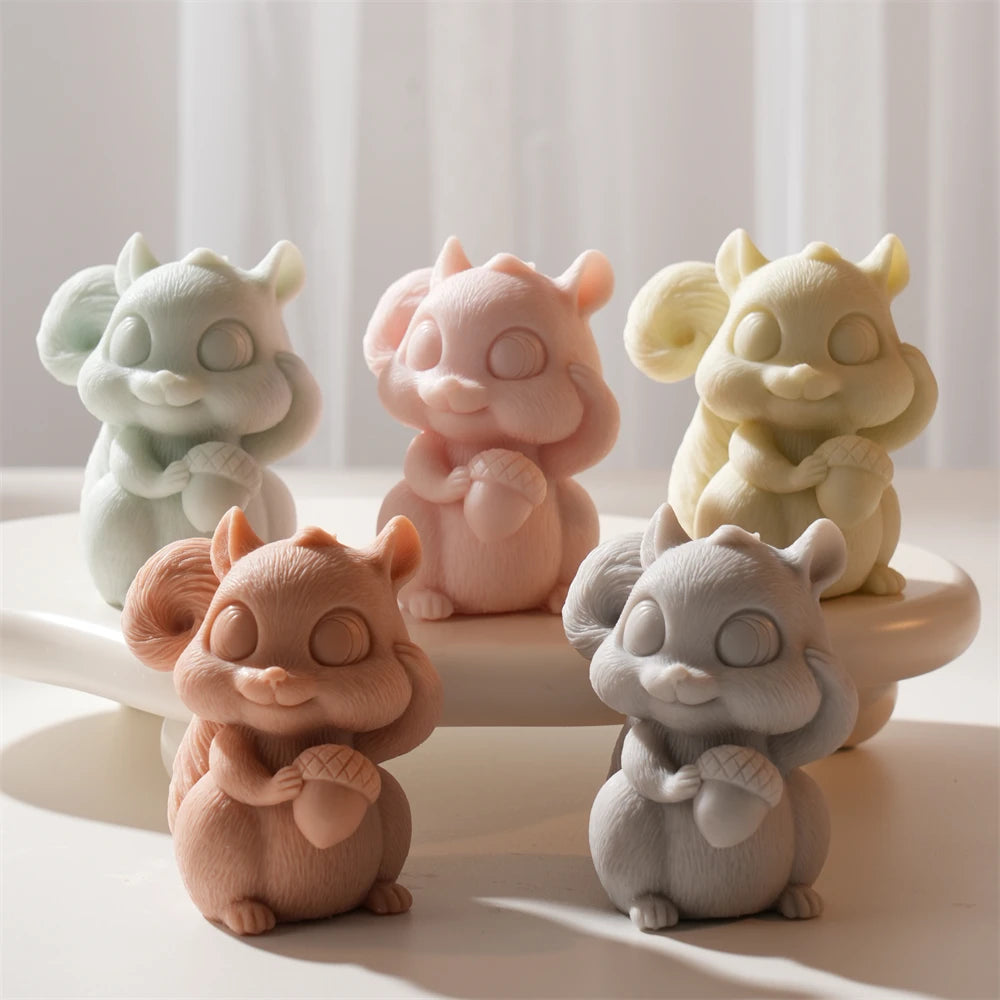 Squirrel Holding Acorn Silicone Candle Mold