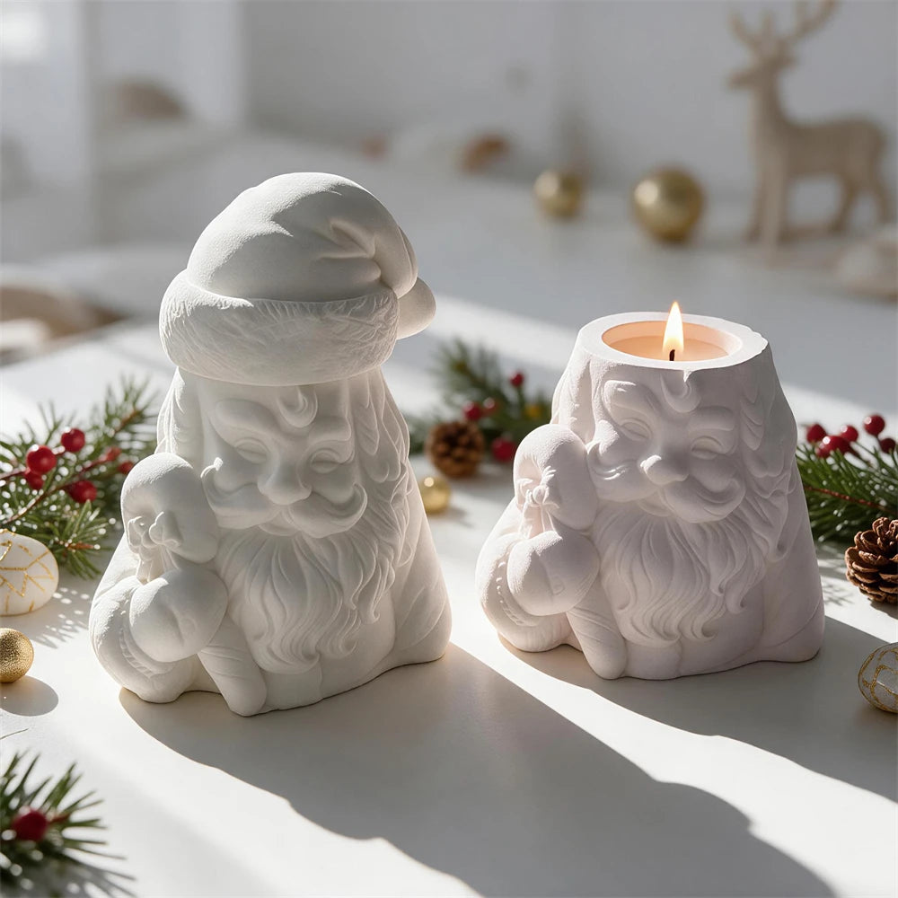 Santa Claus candle jar with removable Christmas hat lid