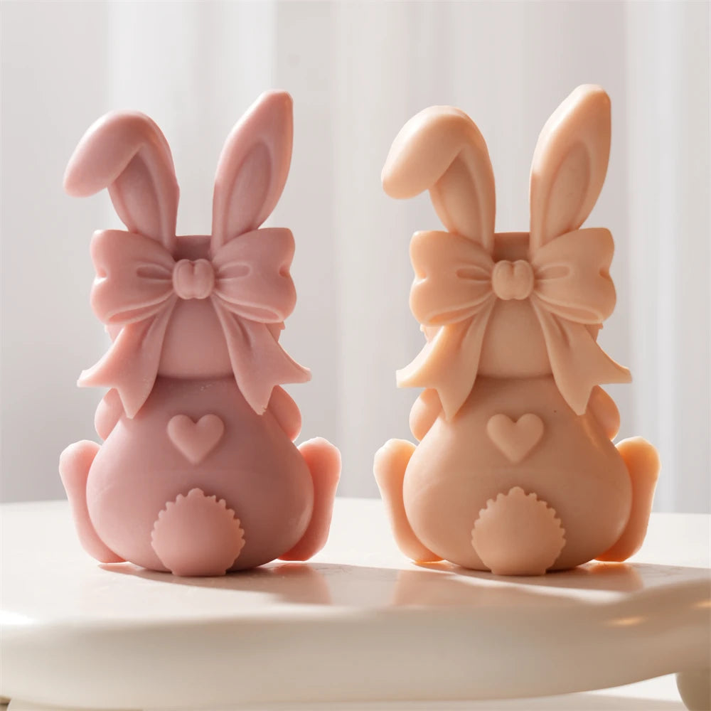 3D Heart Bowknot Bunny Silicone Candle Mold