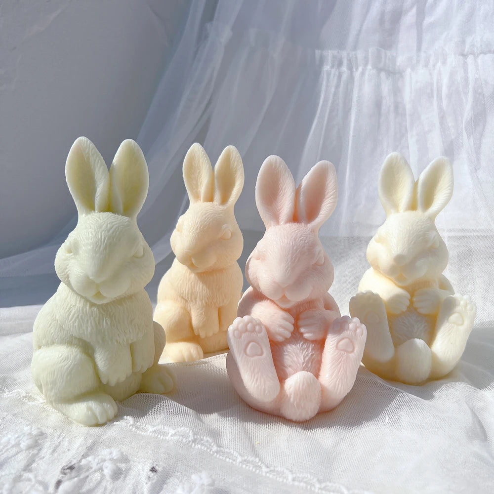 3D Sitting Bunny Silicone Candle Mold