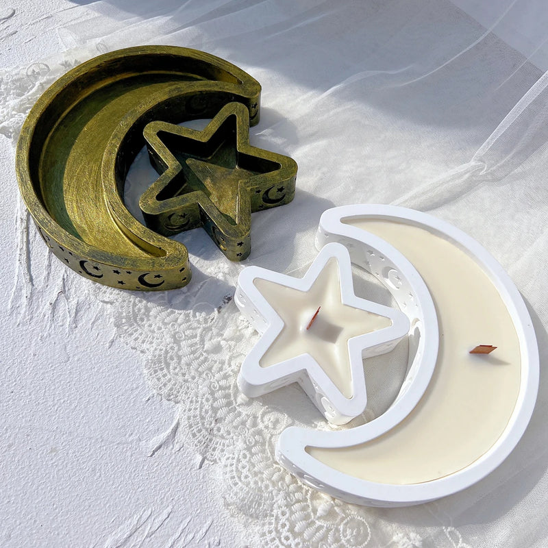 Eid Mubarak Candle Vessel Mold - Moon & Star