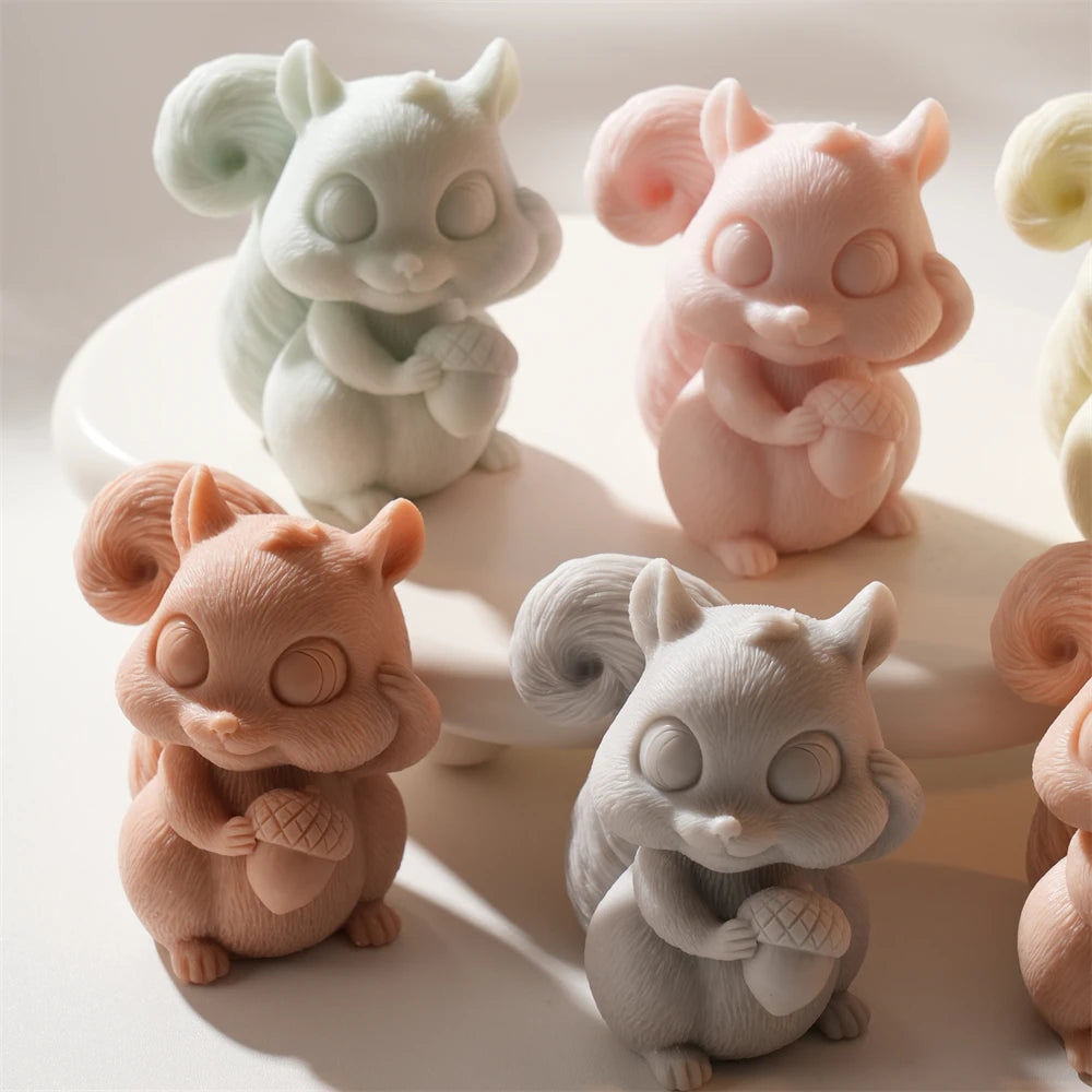Squirrel Holding Acorn Silicone Candle Mold