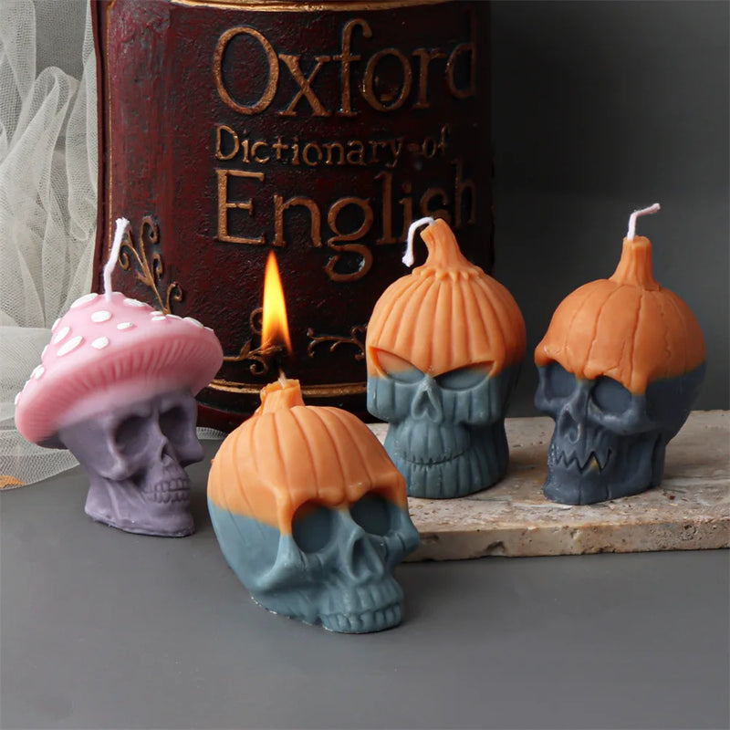 DIY Halloween Evil Pumpkin Skull Candle Mold