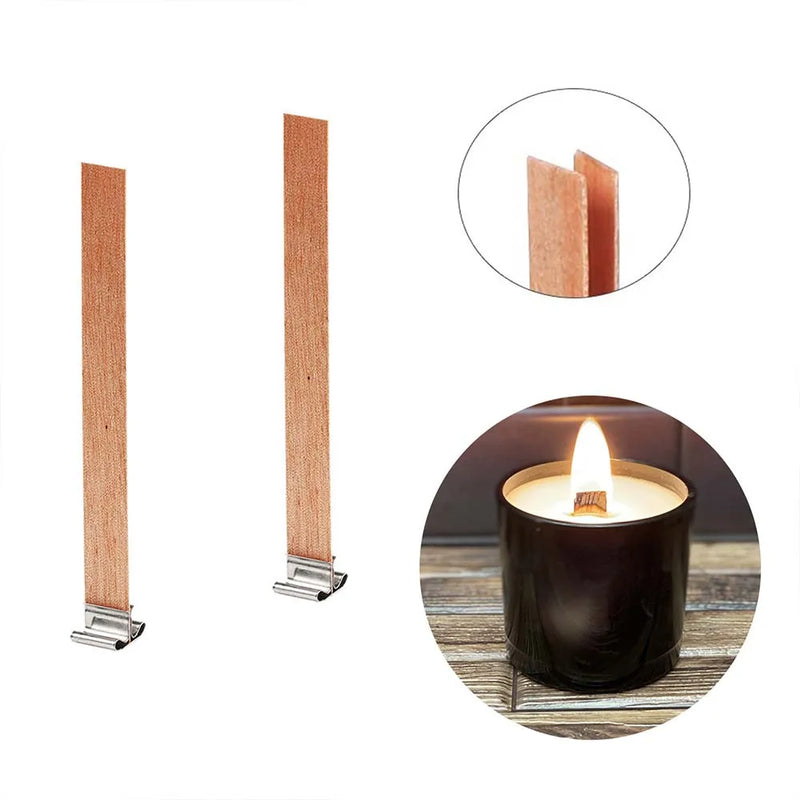 10pcs Wooden Wicks with Sustainer Tab - DIY Candle Making