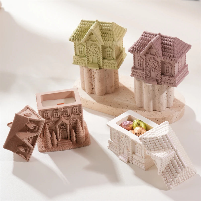 Gingerbread House Candle Jar Mold for DIY Christmas Candles