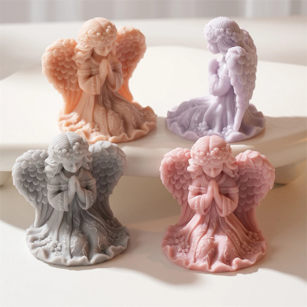 Cute Prayer Angel Candle Silicone Mold for DIY