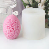 Rose Flower Pattern Egg Shape Candle Silicone Mold