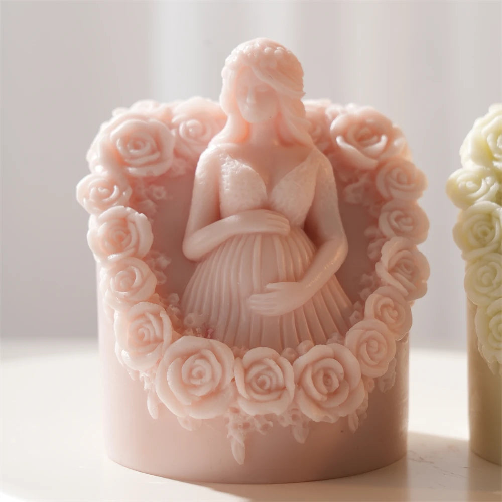 Floral Pregnant Mother Silicone Candle Mold