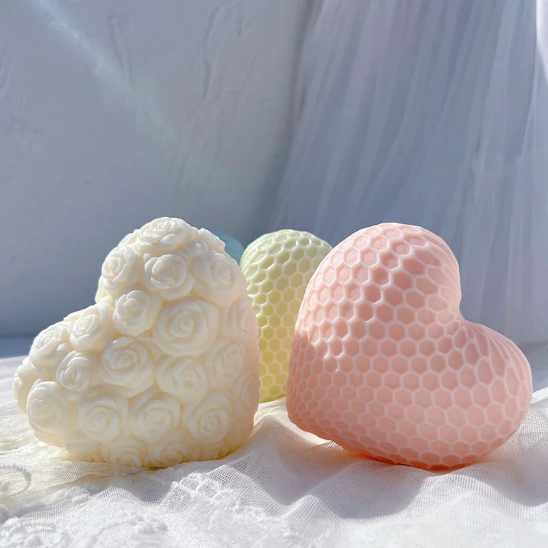 Honeycomb Pattern Heart Shape Candle Mold