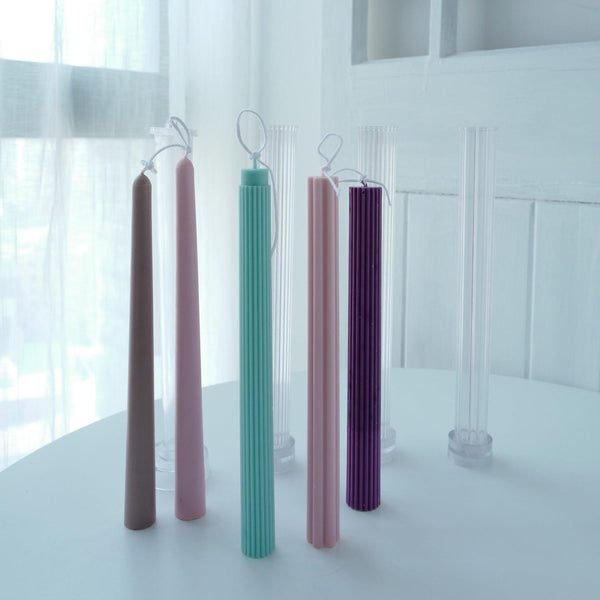 Striped Pillar Taper Candle Molds
