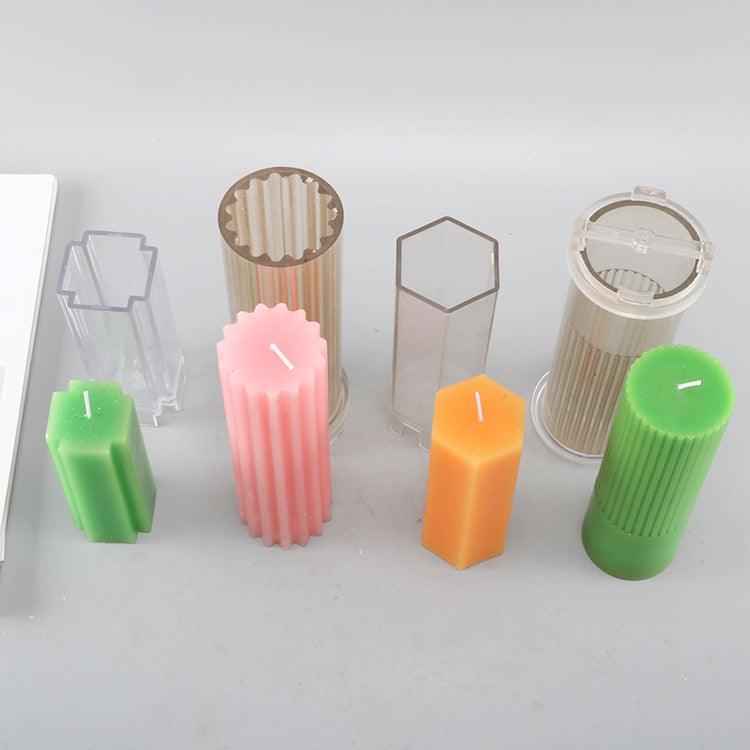 Striped Cylindrical Candle Mold 