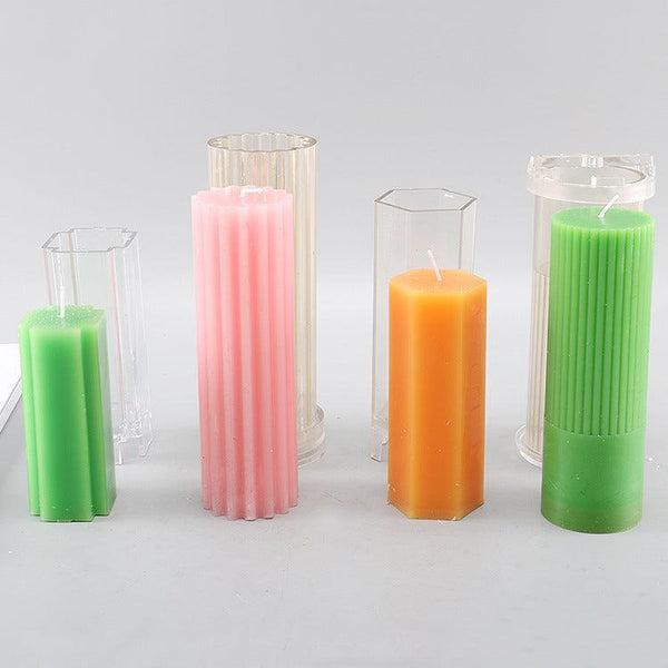Striped Cylindrical Candle Mold 
