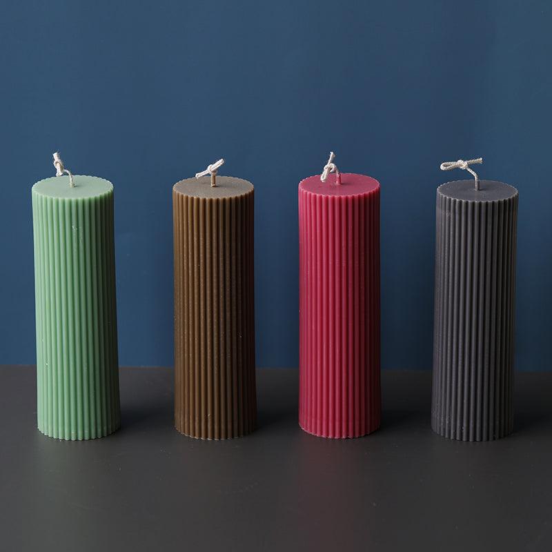 Vertical Striped Cylindrical Candle Mold