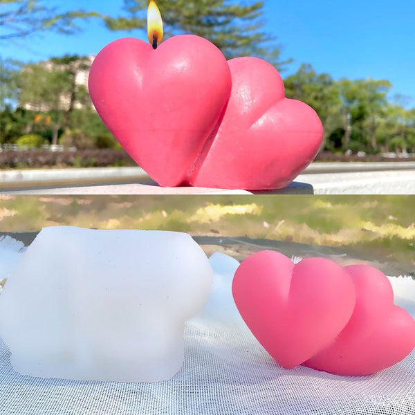 3D Double Linked Hearts Candle Mold - Buy Now!