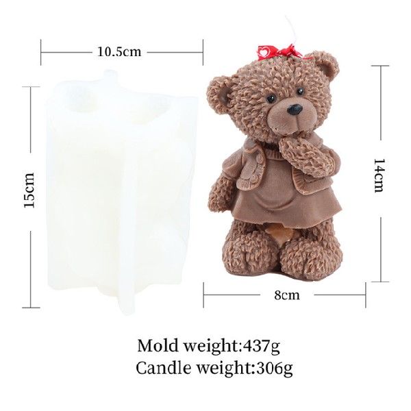 3D Cute Bear Silicone Candle Mold