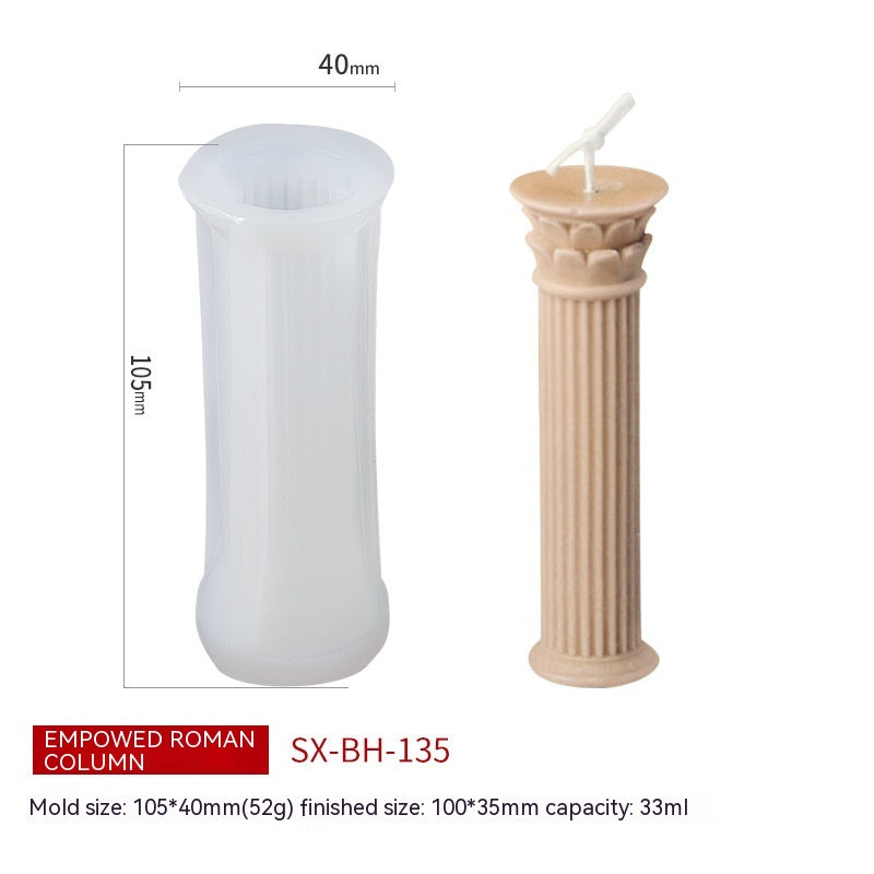 Retro Roman Column Candle Silicone Mold