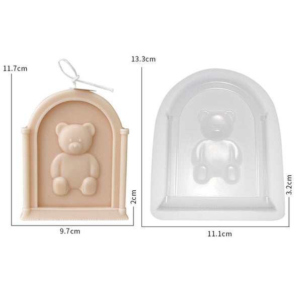 Arch Teddy Bear Photo Frame Scented Candle Silicone Mold